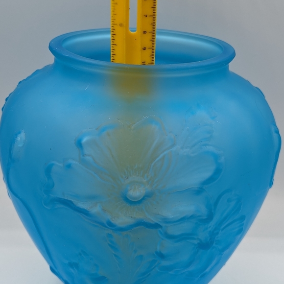Tiffin Glass Sky Blue Satin Glass "Poppy Vase" - Picture 5 of 8